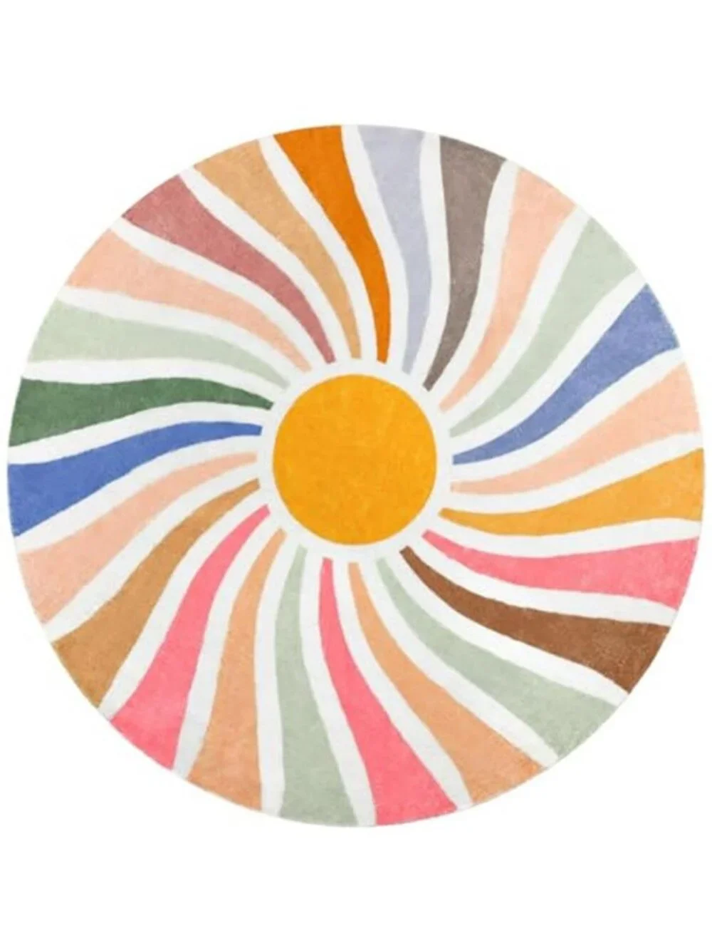 Sun Rainbow Round Rug,Colorful Boho Kids Rug Ultra Soft Washable